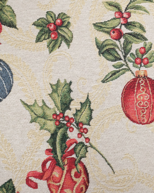 Tissu Jacquard De Noël Fleurs De Noël Lurex - Mercerine