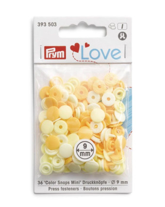 Lot de 36 mini boutons pression- Jaune clair- Prym - Mercerine