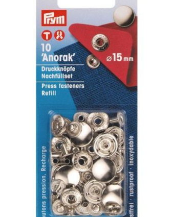 Recharge pressions- Argent - Anorak - 15mm - Prym - Mercerine