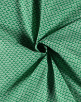 Tissu Coton Vert Motif Eventail Blanc - Oeko-Tex