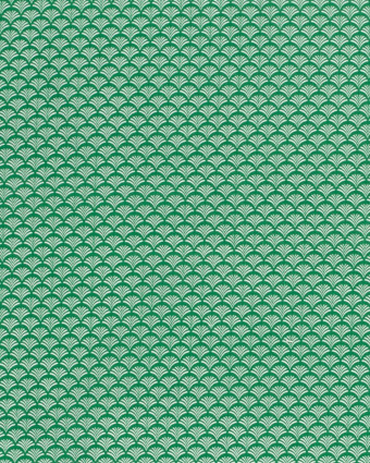 Tissu Coton Vert Motif Eventail Blanc - Oeko-Tex - Mercerine