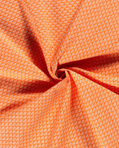 Tissu Coton Orange Motif Eventail Blanc - Oeko-Tex