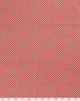 Tissu Coton Rouge Motif Eventail Blanc - Oeko-Tex - Mercerine