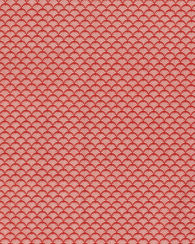 Tissu Coton Rouge Motif Eventail Blanc - Oeko-Tex - Mercerine