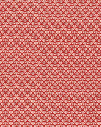 Tissu Coton Rouge Motif Eventail Blanc - Oeko-Tex - Mercerine