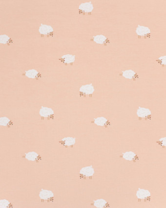 Tissu Jersey Nude Motif Petit Mouton - Oeko-Tex - Mercerine