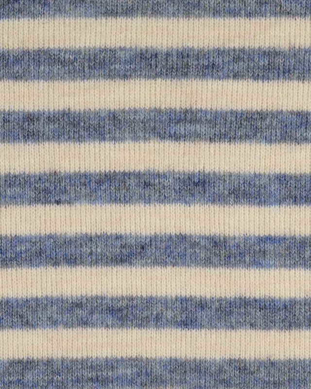 Tissu Maille à  Rayures Bleu et Ecru - Mercerine