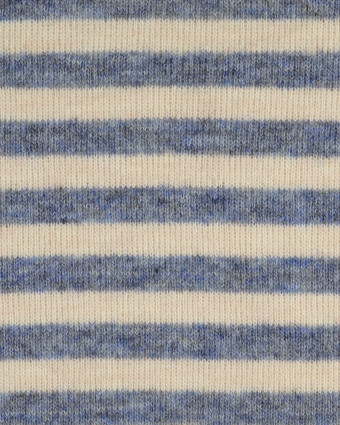 Tissu Maille à  Rayures Bleu et Ecru - Mercerine