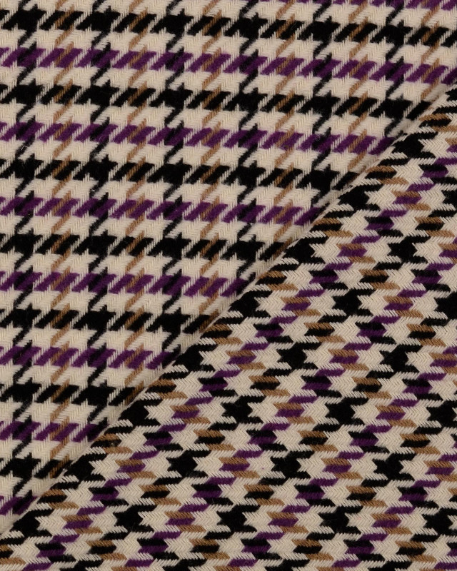 Tweed Motif Pied De Poule Violet - Mercerine