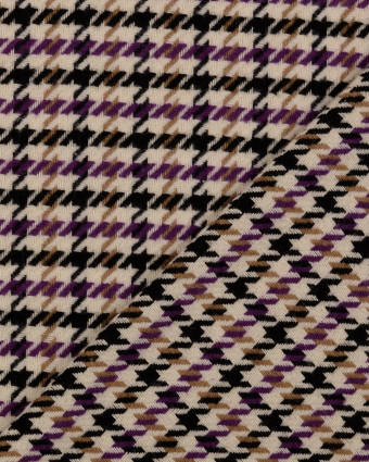 Tweed Motif Pied De Poule Violet - Mercerine