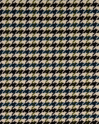 Tweed Motif Pied de Poule Bleu Vert - Mercerine