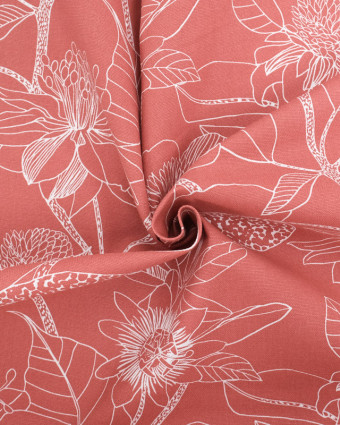 Tissu Demi Natte Marsala Motif Floral - Oeko-Tex - Mercerine