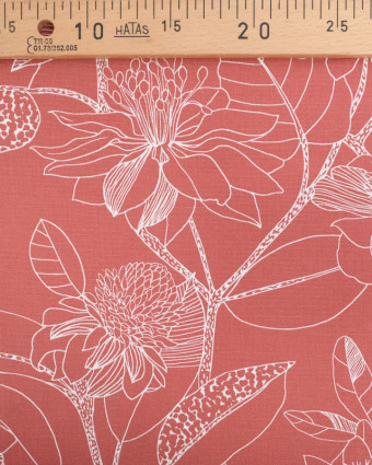 Tissu Demi Natte Marsala Motif Floral - Oeko-Tex - Mercerine