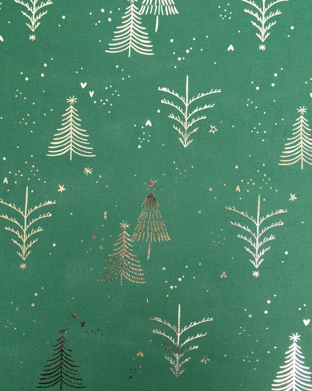 Toile Canvas Noël Motif Sapin Doré - Mercerine