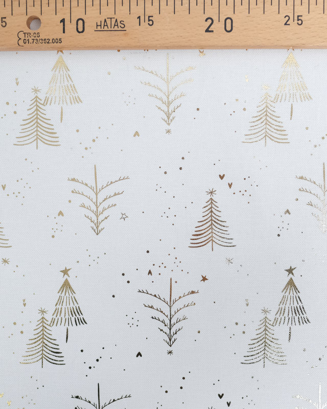 Toile Canvas Noël Blanche Motif Sapin Doré - Mercerine