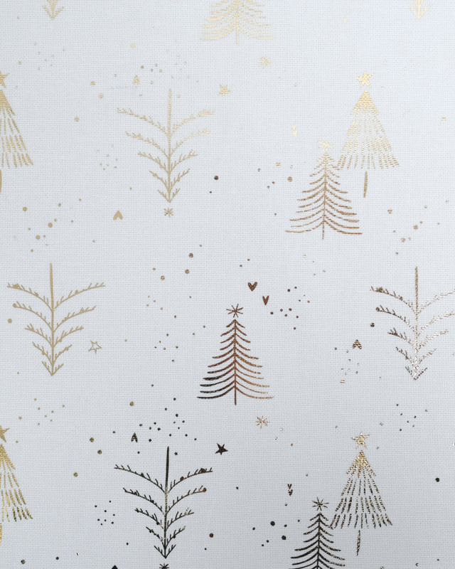 Toile Canvas Noël Blanche Motif Sapin Doré - Mercerine