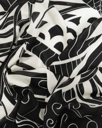 Voile de Viscose Noir et Blanc - Panneau de 145cmx145cm - Mercerine