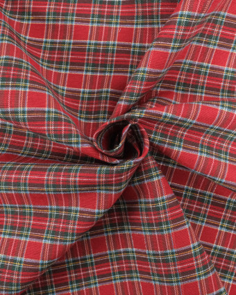 Tissu Noël Vert Mini Ecossais Rouge Oeko-Tex - Mercerine