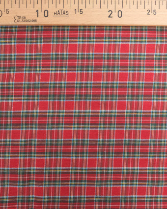 Tissu Noël  Vert Mini Ecossais Rouge Oeko-Tex - Mercerine