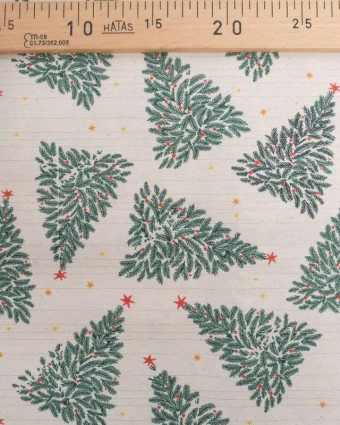 Tissu Noël Beige Sapin Lurex Or Oeko-Tex - Mercerine