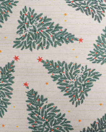 Tissu Noël Beige Sapin Lurex Or Oeko-Tex - Mercerine