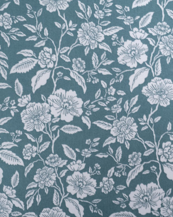 Tissu Coton Imprimé Fleuri Bleu - Mercerine