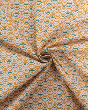 Tissu Coton Imprimé Eventail Ocre - Mercerine