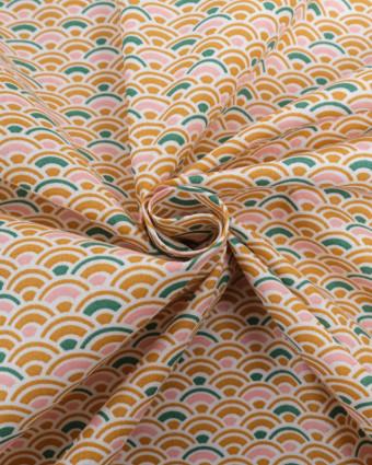 Tissu Coton Imprimé Eventail Ocre - Mercerine