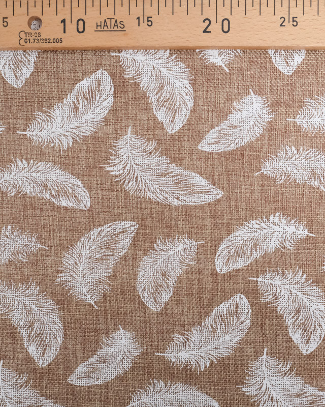 Toile de Jute Motif Café Plume Blanc - Mercerine