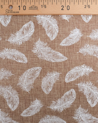 Toile de Jute Motif Café Plume Blanc - Mercerine