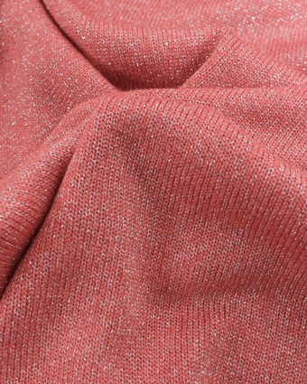 Tissu Maille Lurex Argenté Corail  - Mercerine