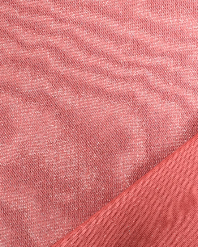 Tissu Maille Lurex Argenté Corail  - Mercerine