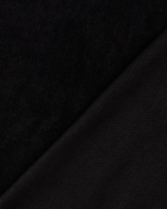 Velours Jersey Twill Uni Noir - Mercerine