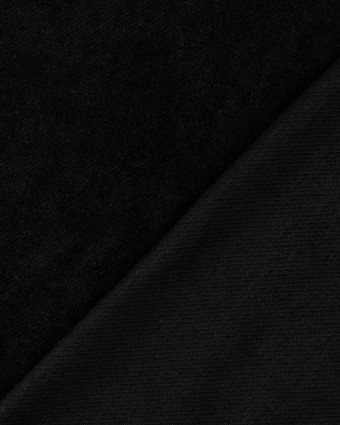 Velours Jersey Twill Uni Noir - Mercerine