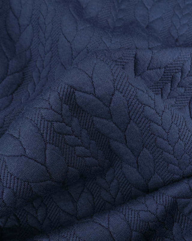 Tissu Jersey Torsadé Bleu Marine - Mercerine