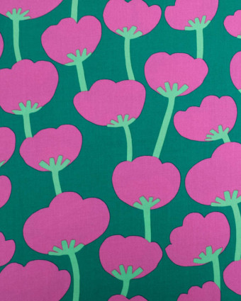 Viscose Nerida Hansen Ecovero Vert Poppies - Mercerine