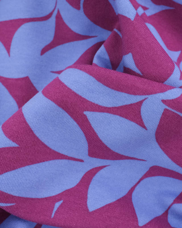 Sweat Léger Envers Très Doux Motif Floral Bleu et Violet - Mercerine