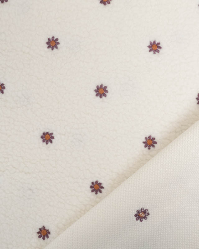 Tissu Moumoutte Ecru Petites Fleurs Brodées - Mercerine