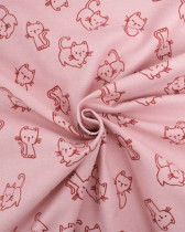 Flanelle Coton Rose Motif Petit Chat - Oeko-Tex