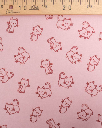 Flanelle Coton Rose Motif Petit Chat - Oeko-Tex - Mercerine