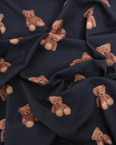 Tissu Jersey Motif Petit Ourson - Oeko-Tex