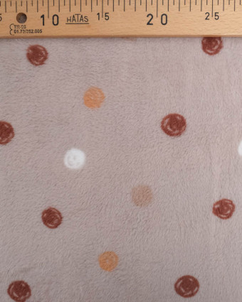 Tissu Doudou Taupe Double Face Petits Animaux et Pois - Mercerine