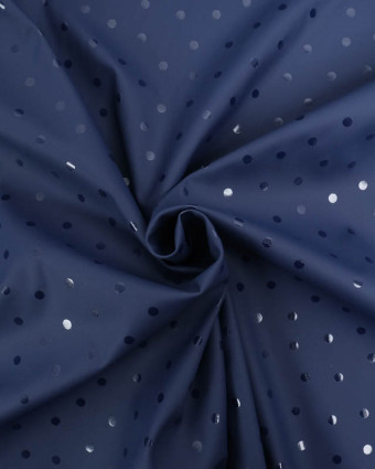 Tissu Imperméable Bleu Marine à Pois - Oeko-Tex - Mercerine