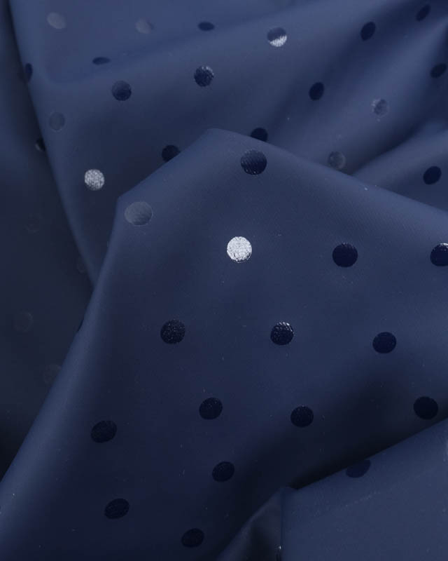 Tissu Imperméable Bleu Marine à Pois - Oeko-Tex- Mercerine