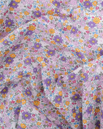 Popeline de Coton Petites Fleurs Mauves et Violettes Oeko-Tex - Mercerine