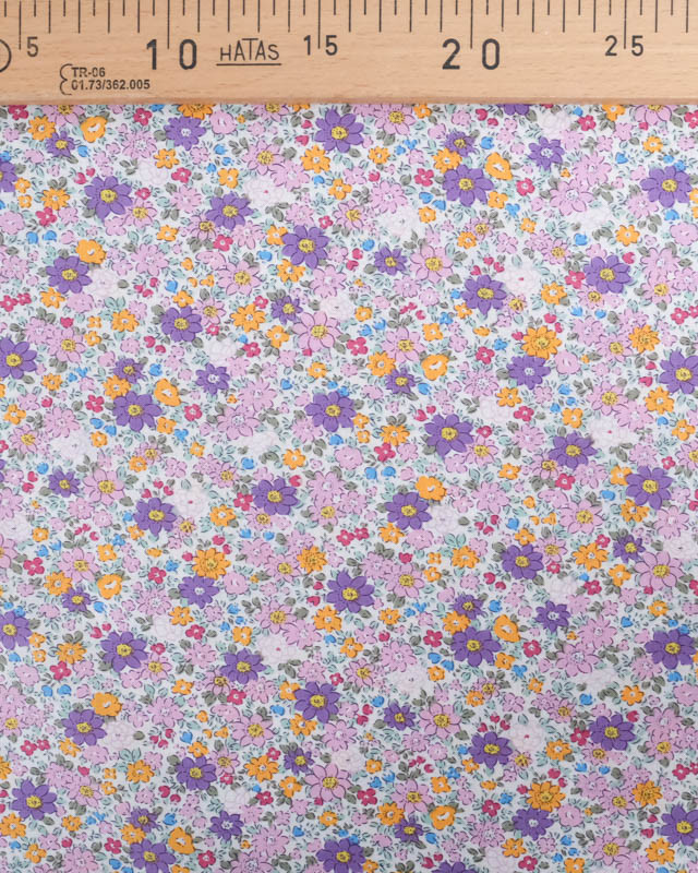 Popeline de Coton Petites Fleurs Mauves et Violettes Oeko-Tex - Mercerine