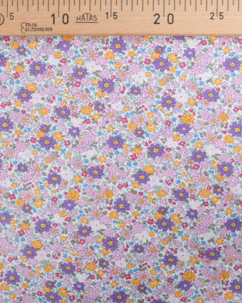 Popeline de Coton Petites Fleurs Mauves et Violettes Oeko-Tex - Mercerine