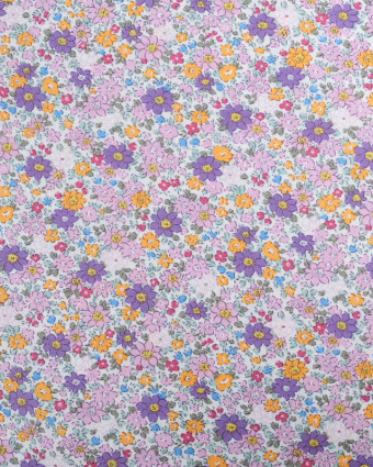 Popeline de Coton Petites Fleurs Mauves et Violettes Oeko-Tex - Mercerine