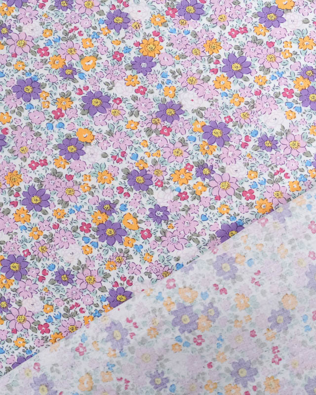 Popeline de Coton Petites Fleurs Mauves et Violettes Oeko-Tex - Mercerine