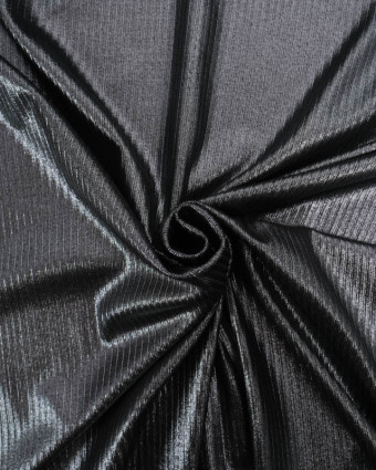 Tissu Jersey Côtelé Noir Brillant Argent - Mercerine